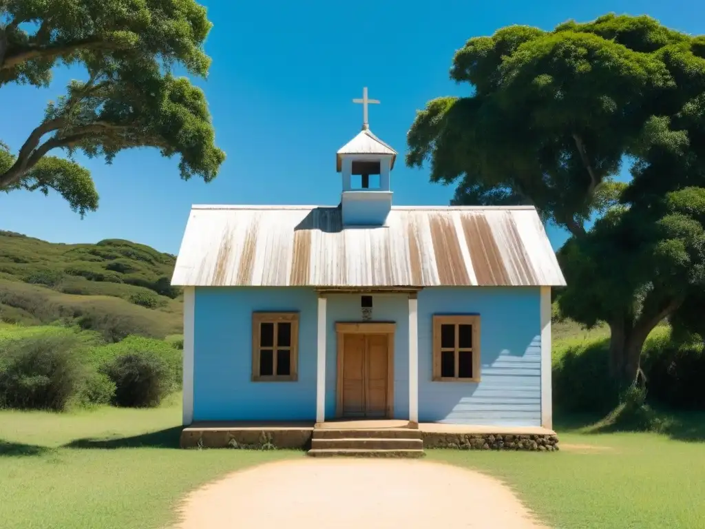 Antigua escuela rural en Uruguay rodeada de vegetación, transmite la evolución del sistema educativo Uruguay