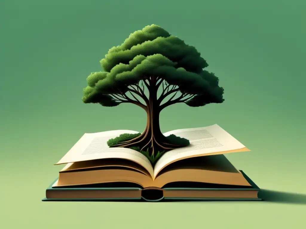 Un árbol crece desde un libro, simbolizando el impacto de las inversiones educativas en Uruguay