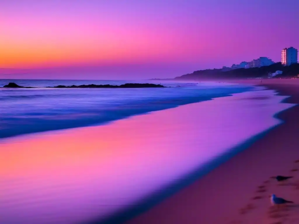 Un atardecer sereno en una playa de Punta del Este, Uruguay