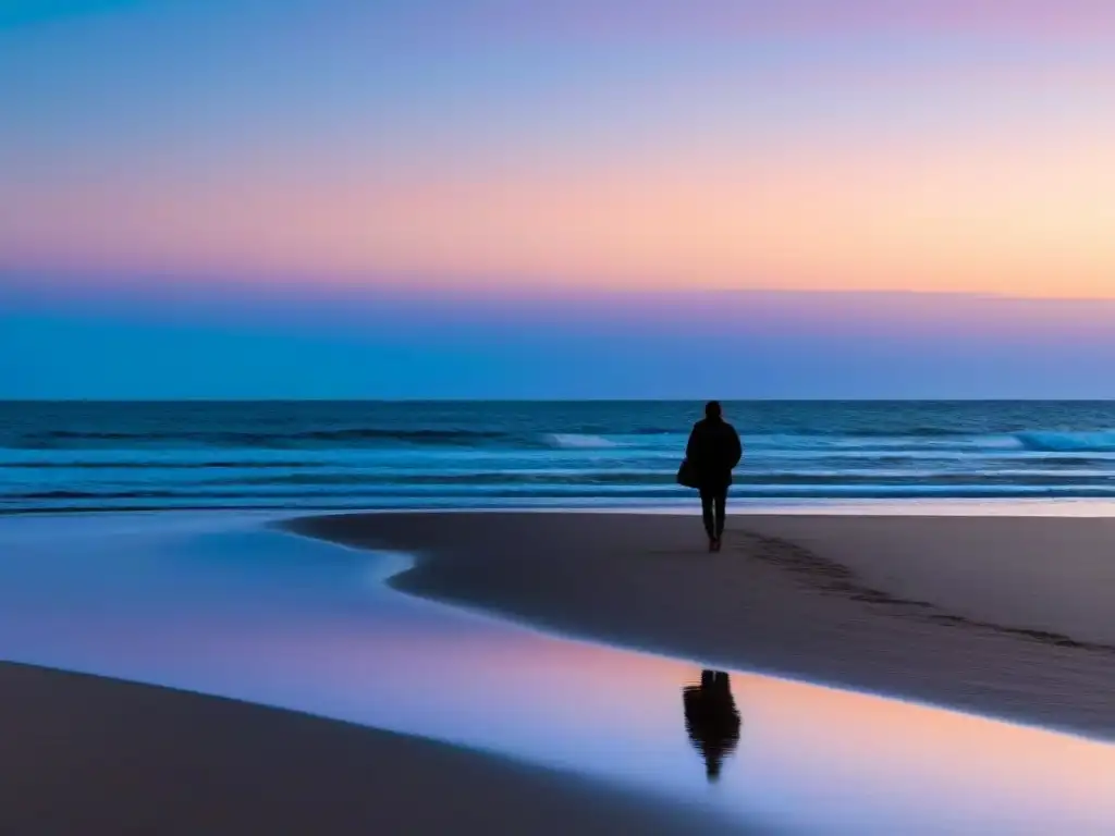 Un atardecer tranquilo en una playa de Uruguay, resaltando el impacto del bilingüismo en el turismo