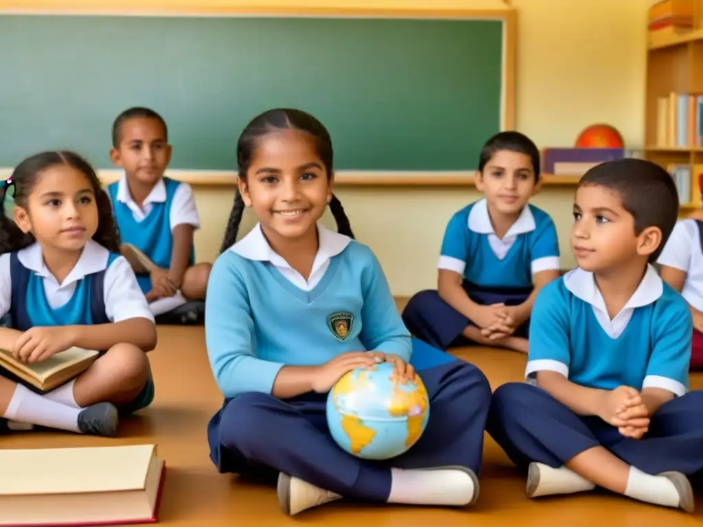 Un aula armoniosa en Uruguay con niños de distintas culturas aprendiendo juntos