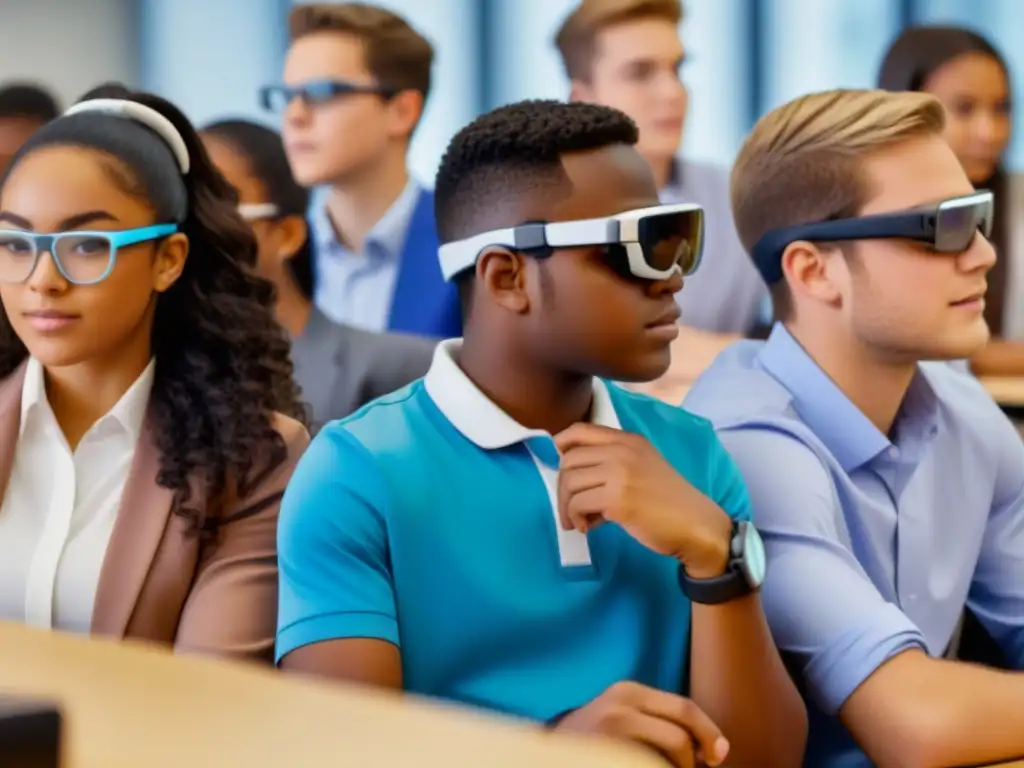 Un aula dinámica con estudiantes usando tecnología wearable en educación Uruguay