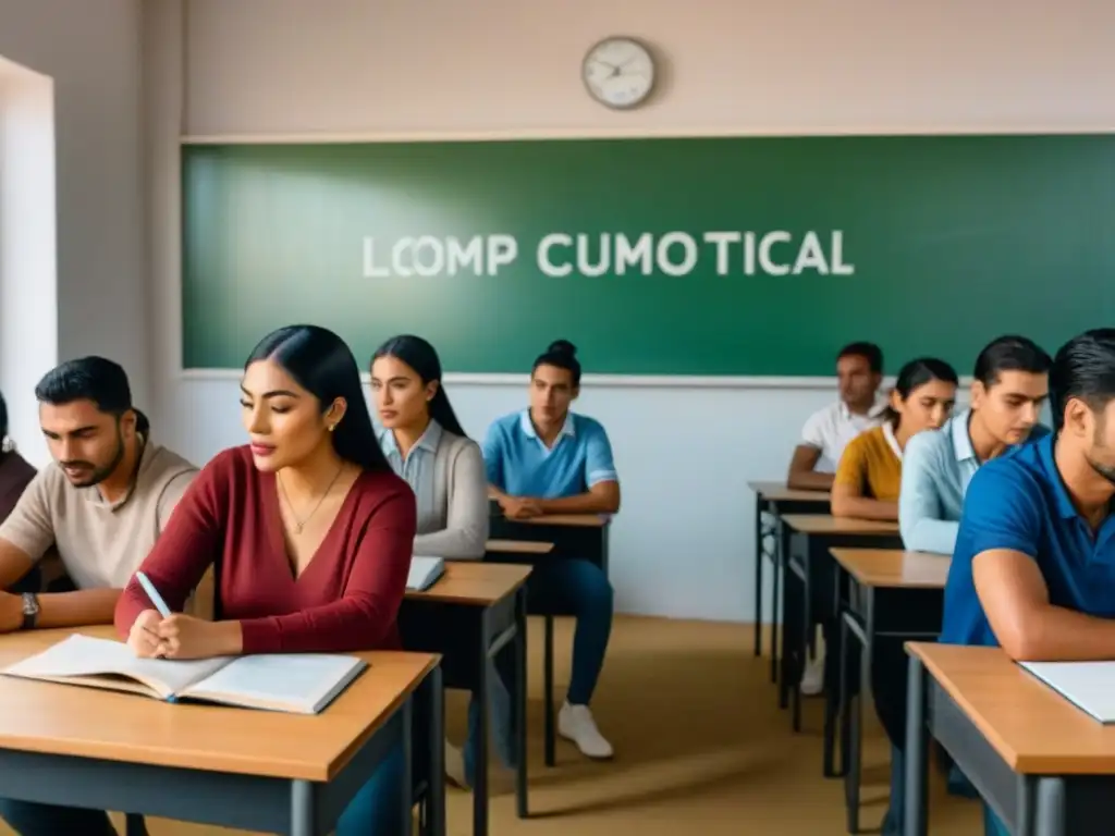 Un aula en Uruguay con estudiantes de diversos orígenes culturales aprendiendo juntos en una lección bilingüe