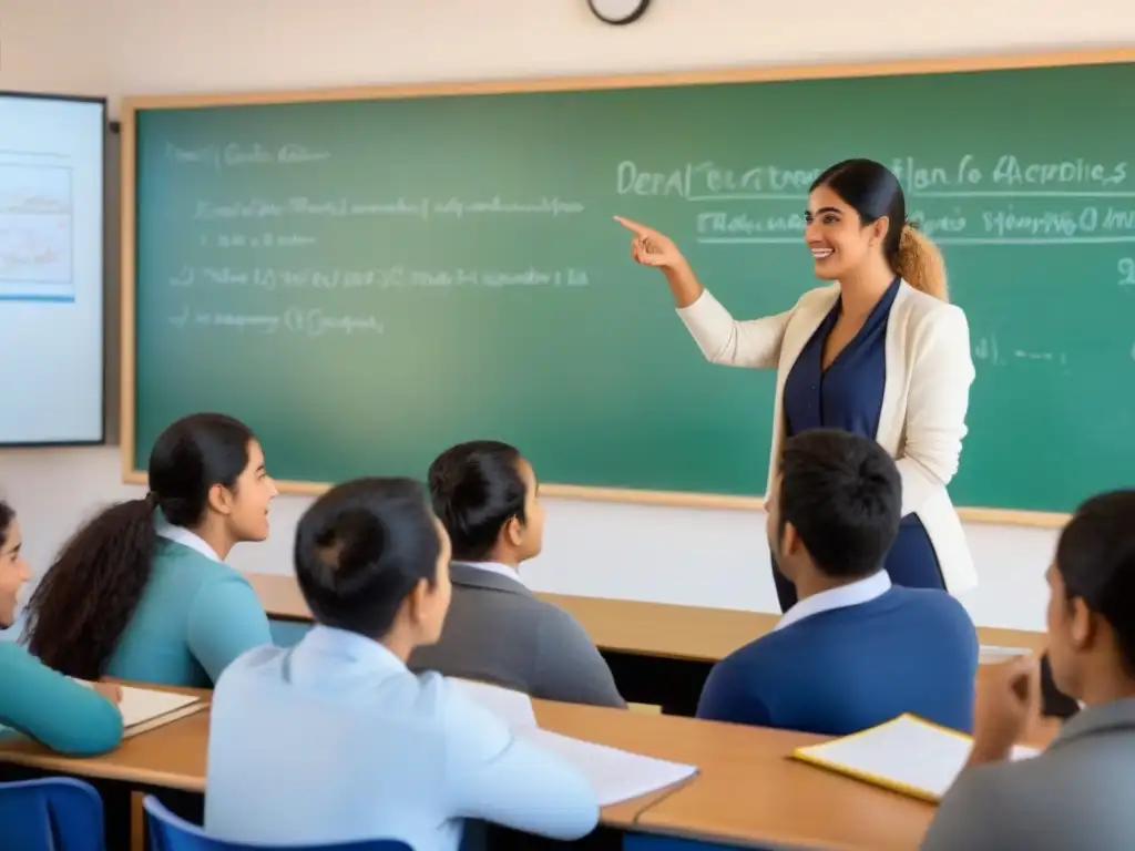 Un aula inclusiva donde estudiantes migrantes de todas las edades y etnias participan en una animada discusión