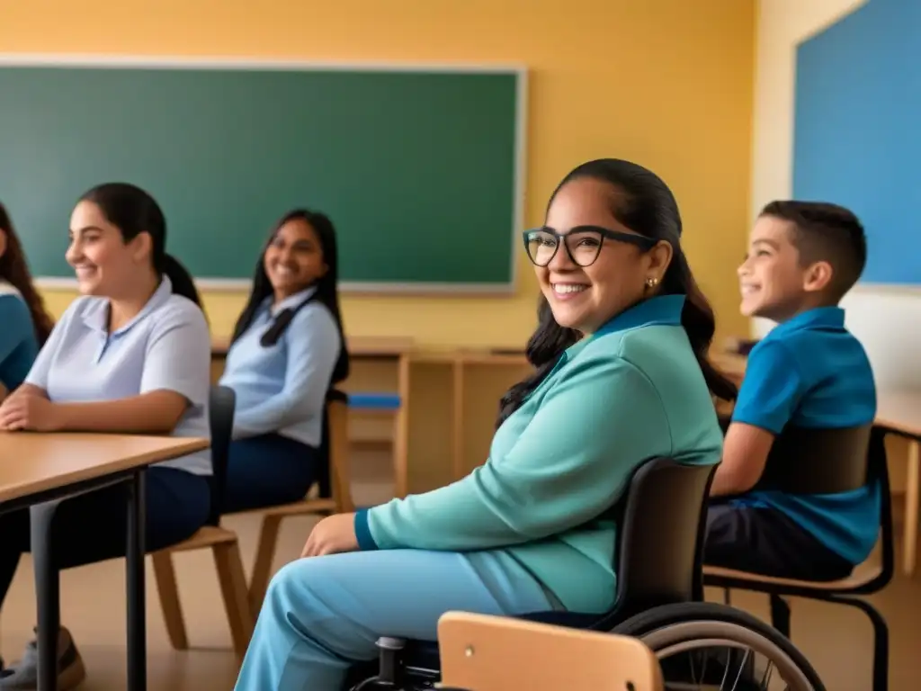 Un aula inclusiva en Uruguay: estudiantes con diferentes habilidades y discapacidades, apoyándose y felices juntos