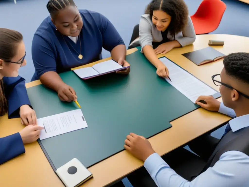 Un aula inclusiva en Uruguay para orientación vocacional, con estudiantes diversos en una sesión educativa