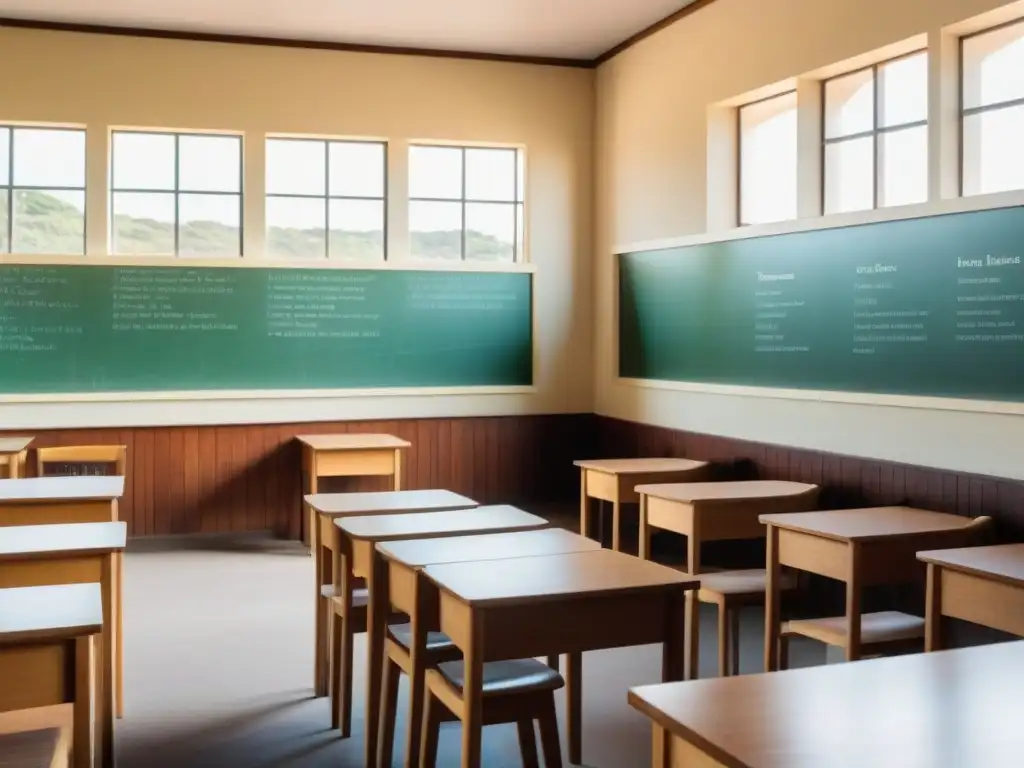 Un aula minimalista en Uruguay para educación ambiental, con luz natural y decoración inspiradora