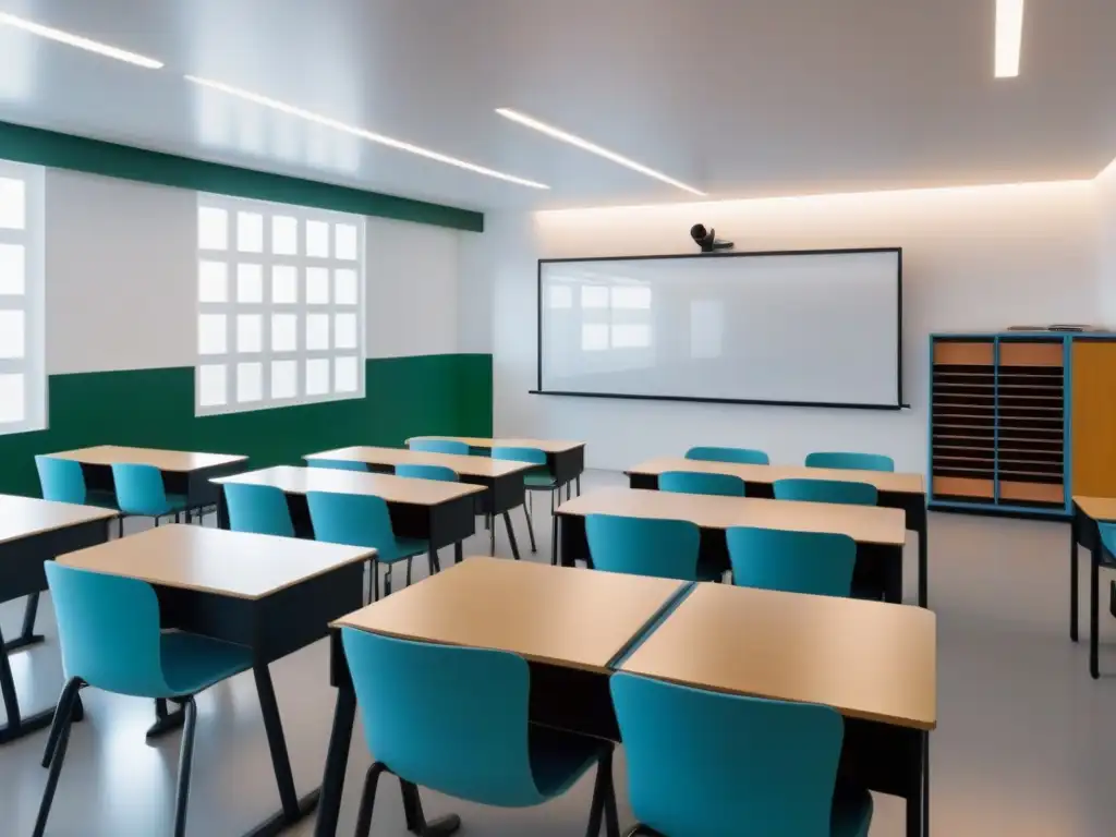 Aula minimalista en Uruguay con materiales didácticos innovadores