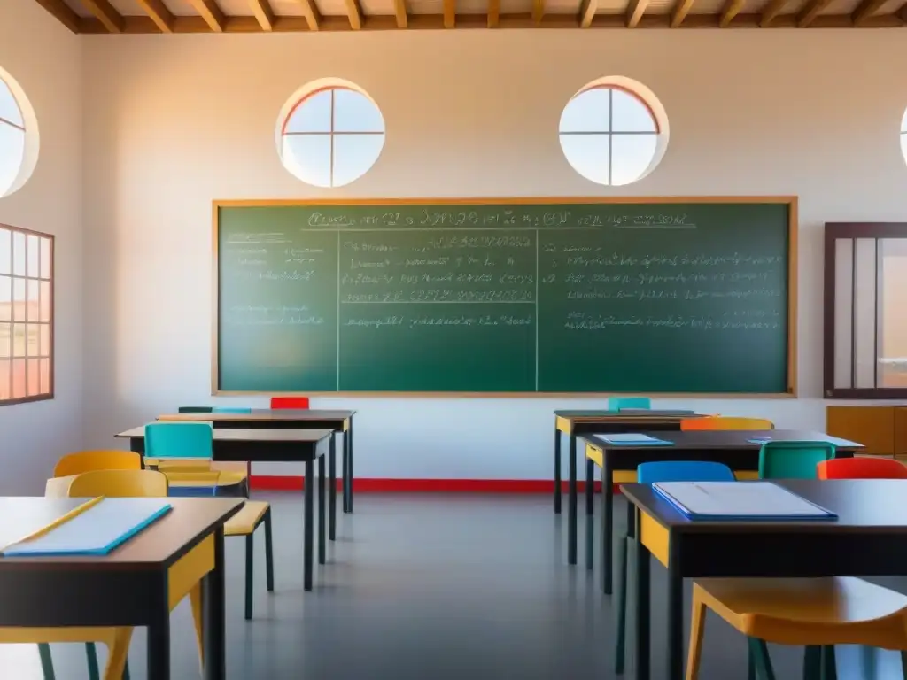 Aula minimalista en Uruguay con recursos educativos ciencias