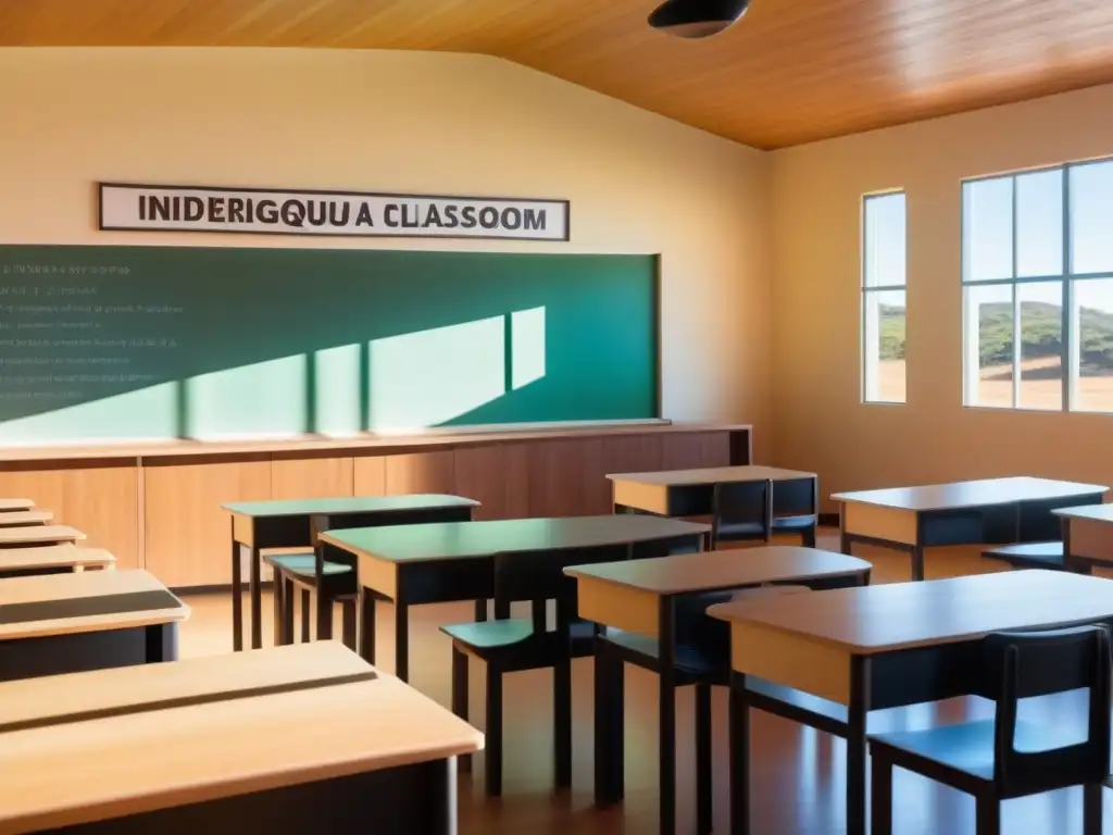 Un aula moderna en Uruguay con educación bilingüe de idiomas indígenas