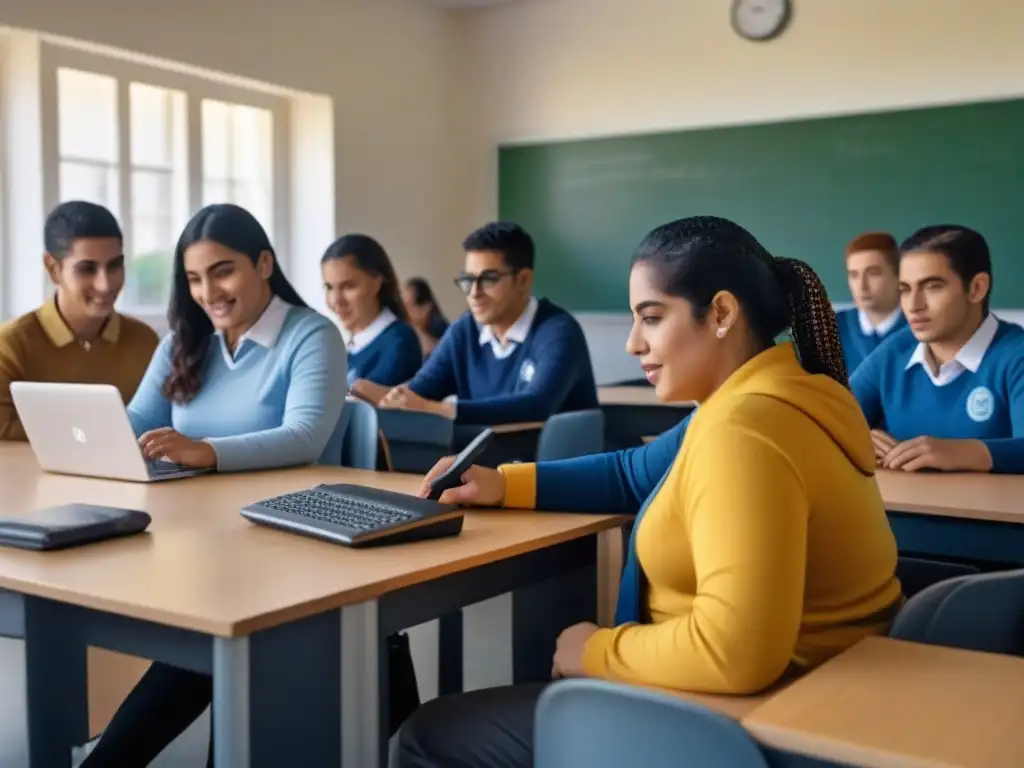 Un aula moderna en Uruguay muestra inclusión y tecnología educativa para alumnos con habilidades diversas