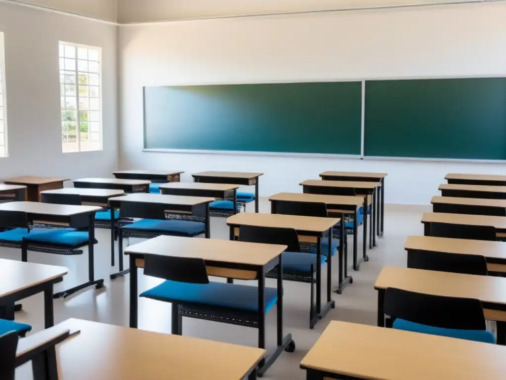 Clase en Uruguay: fusión armoniosa de lo tradicional y lo moderno Aula moderna en Uruguay combina tradición y tecnología en enseñanza híbrida, potenciando el rendimiento académico