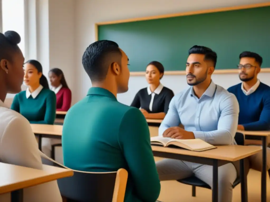 Un aula multicultural donde estudiantes diversos colaboran con estrategias efectivas educadores estudiantes migrantes