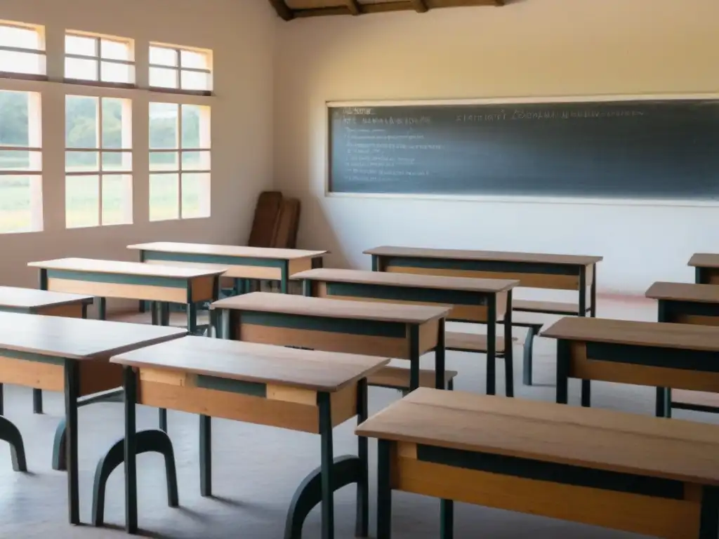 Un aula rural en Uruguay, iluminada por luz natural