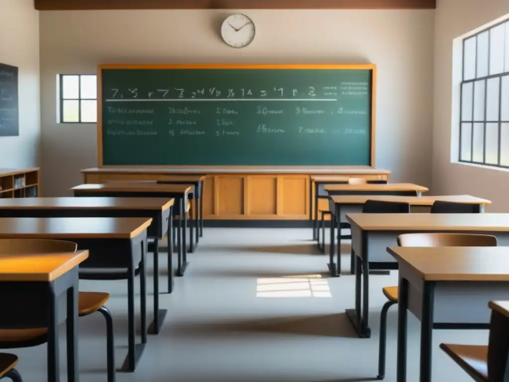Aula luminosa y ordenada: espacio de aprendizaje sereno Un aula tranquila y ordenada, lista para la formación docente impacto calidad educativa