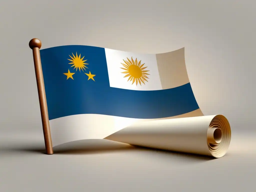 Bandera uruguaya y diploma entrelazados, representando la certificación de estudios en Uruguay