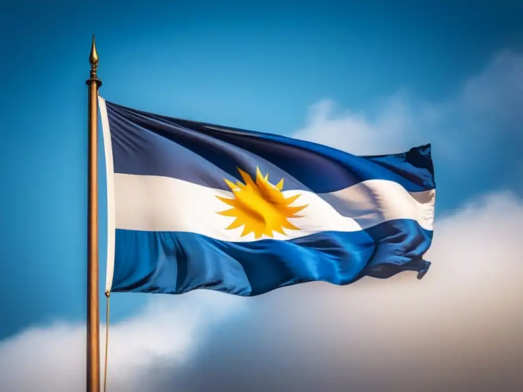 La bandera uruguaya ondea con orgullo bajo el cielo azul