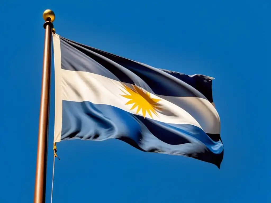 La bandera uruguaya ondea serena bajo el cielo azul, simbolizando la certificación en Uruguay