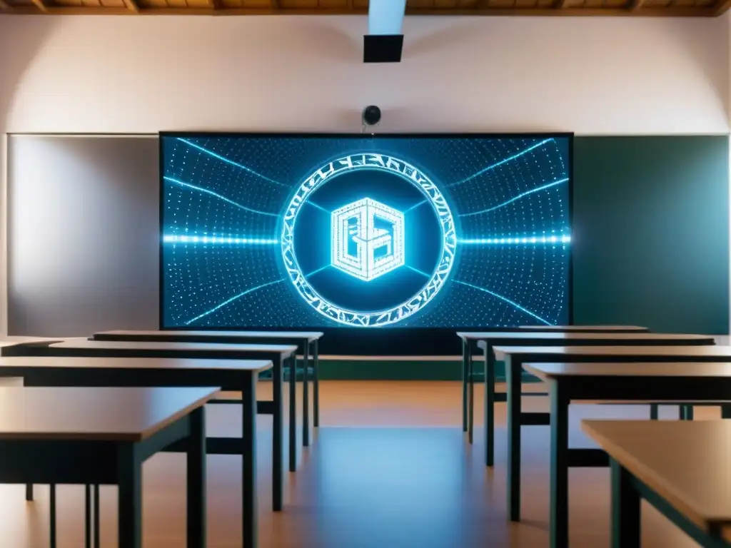 Blockchain educativo en Uruguay: innovación y seguridad Blockchain educativo en Uruguay: tecnología transparente integrada en el aula, simbolizando seguridad e innovación