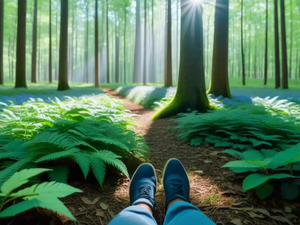 Un bosque exuberante y sereno bajo un cielo azul