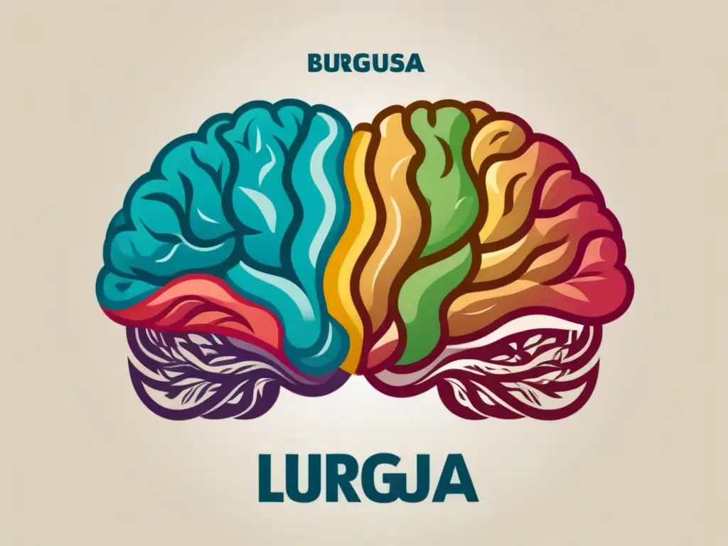 Dos cerebros entrelazados, uno en español y otro en inglés, simbolizando los beneficios del bilingüismo educativo en Uruguay