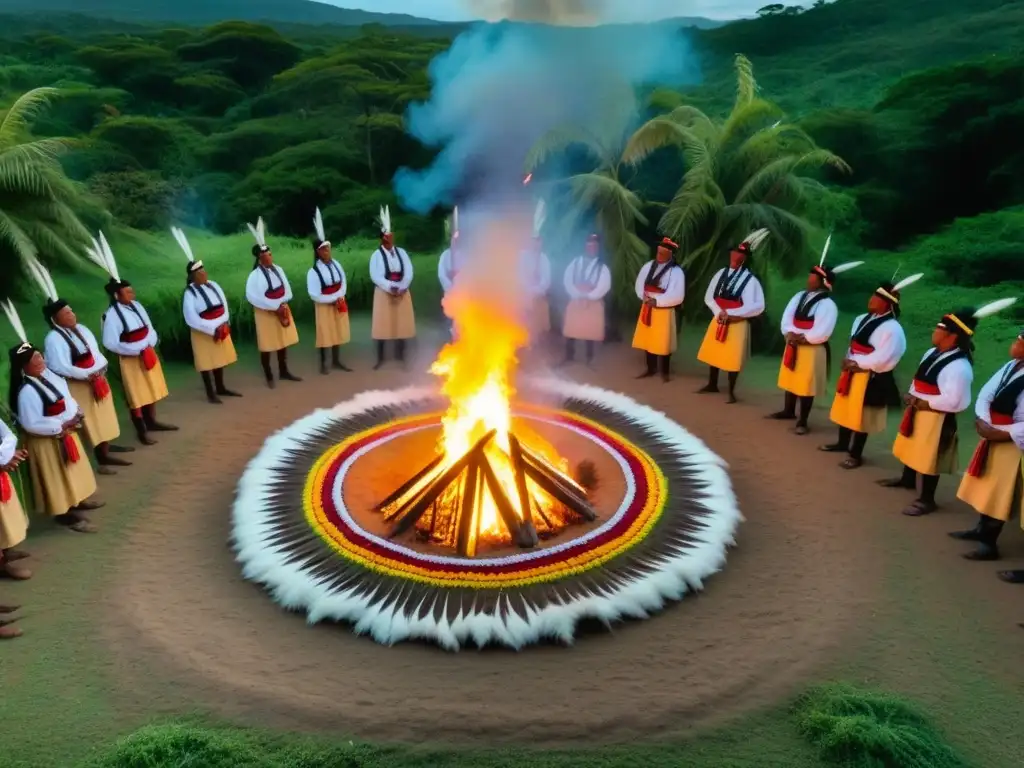 Una ceremonia indígena Guaraní en un bosque