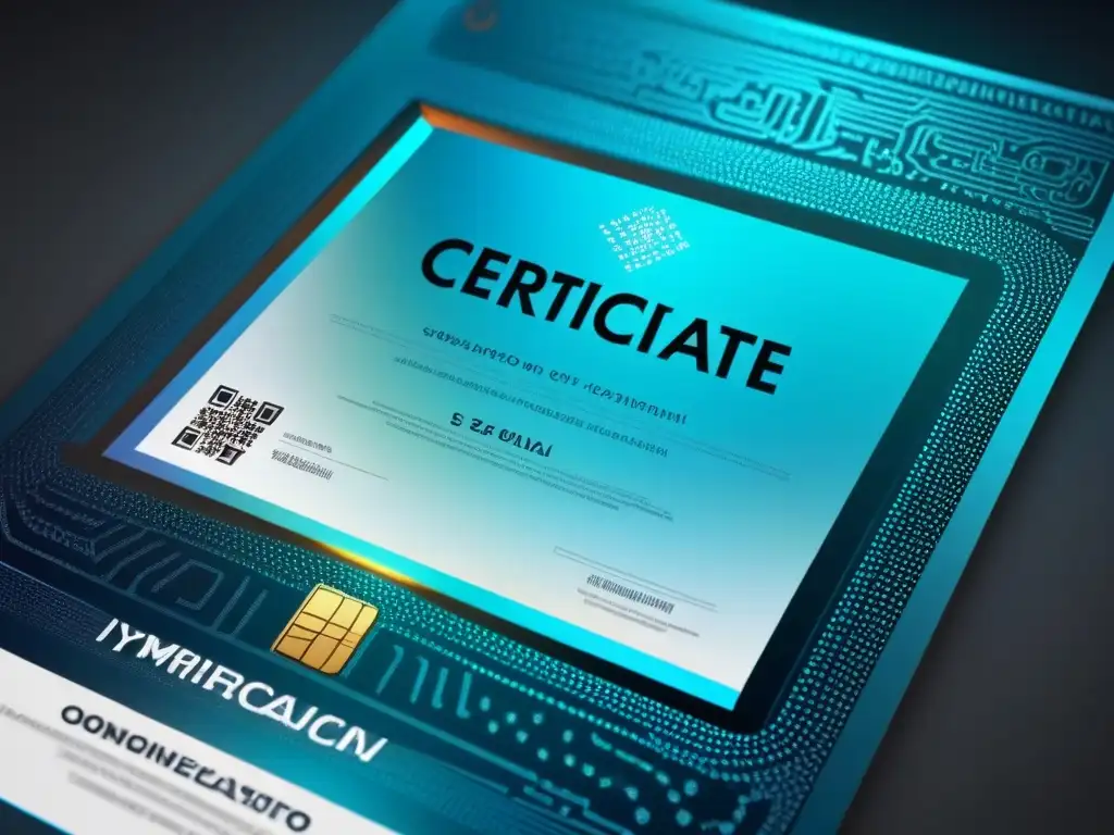 Certificado digital con hologramas y QR, representando validación certificados educativos Uruguay