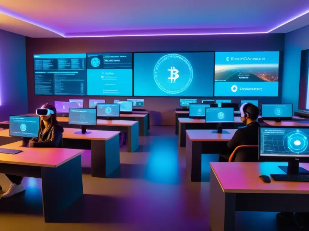 Clase futurista en Uruguay: estudiantes usan realidad virtual para aprender sobre criptomonedas en un aula moderna