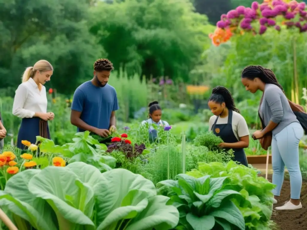 Colorido jardín comunitario en Uruguay: diversidad, aprendizaje y colaboración entre estudiantes y miembros de la comunidad