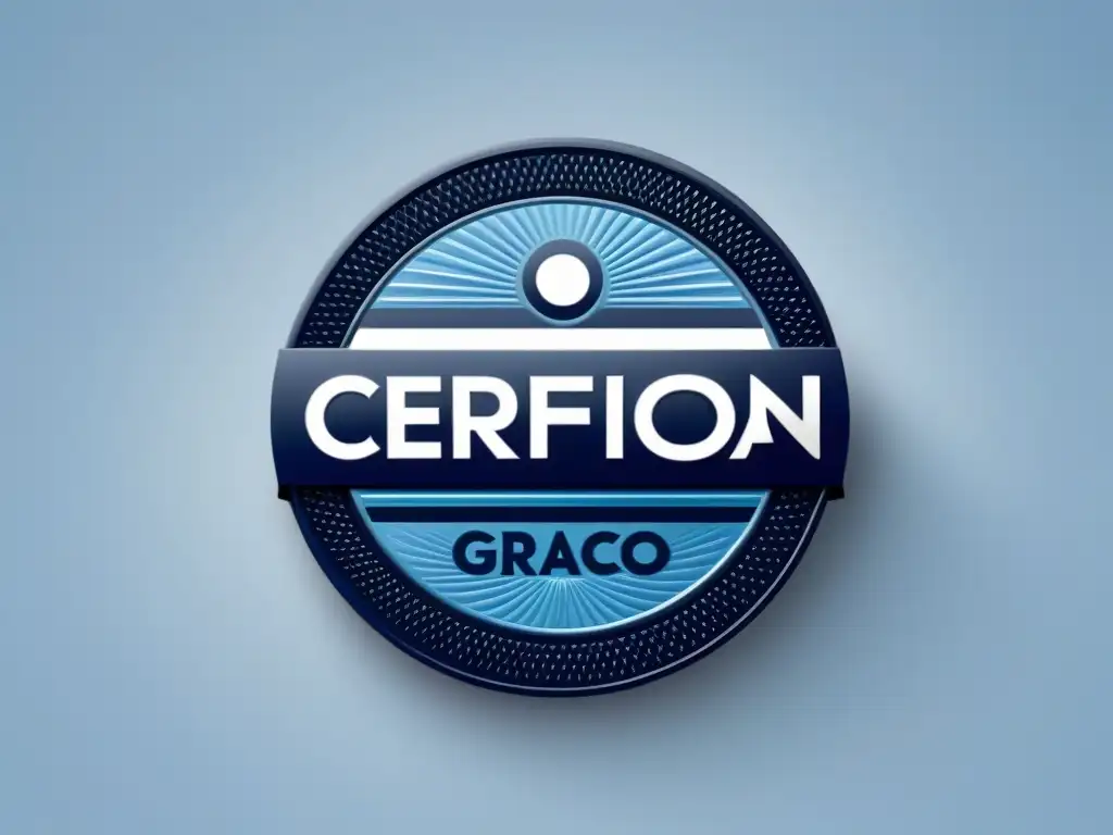 Detallada certificación en Diseño Gráfico Uruguay, con elegantes patrones geométricos en azul y blanco