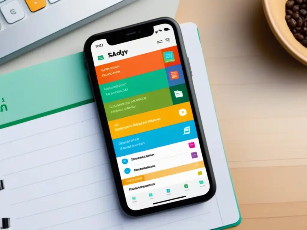 App organizativa para estudiantes: eficiencia académica en tu smartphone Detallada ilustración de smartphone con app organizativa para estudiantes en Uruguay