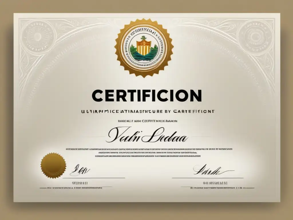 Detalle exquisito de un certificado válido de Uruguay, resaltando sellos y firmas