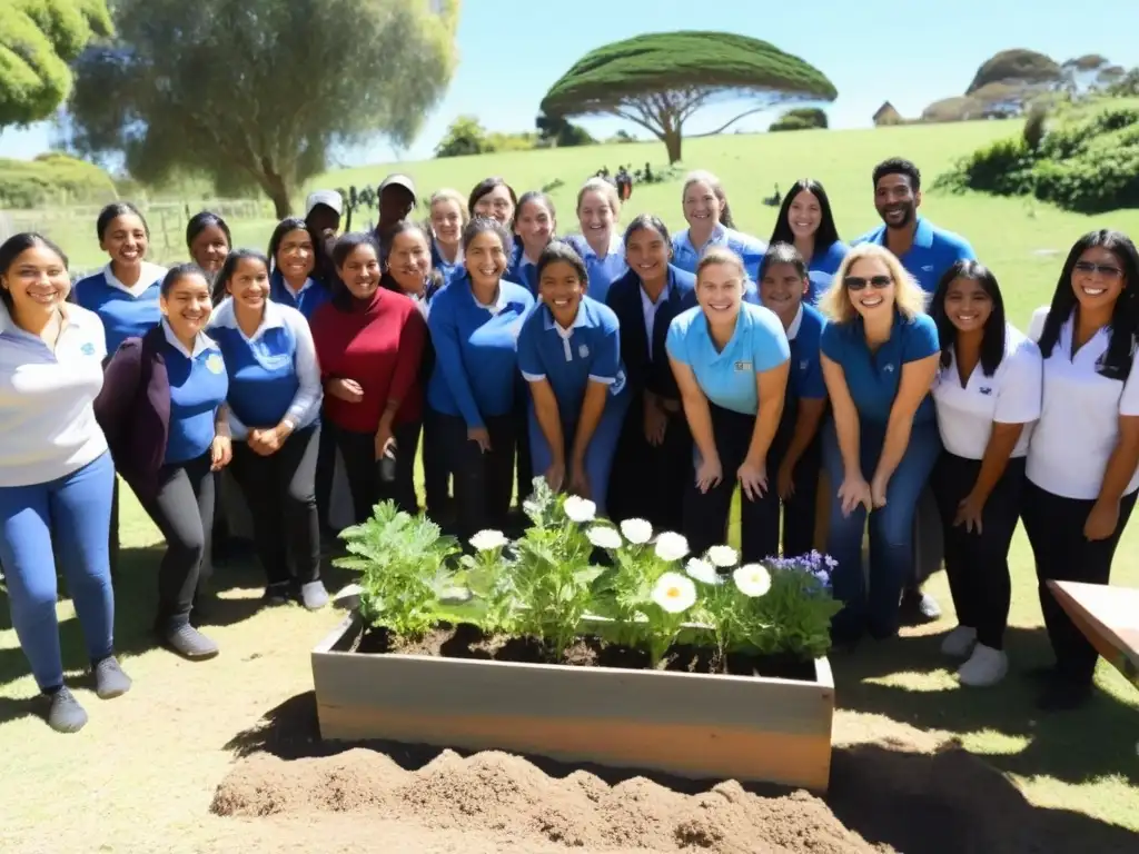 Un día soleado en Uruguay: estudiantes y maestros colaboran en un proyecto de Aprendizaje Servicio en un jardín