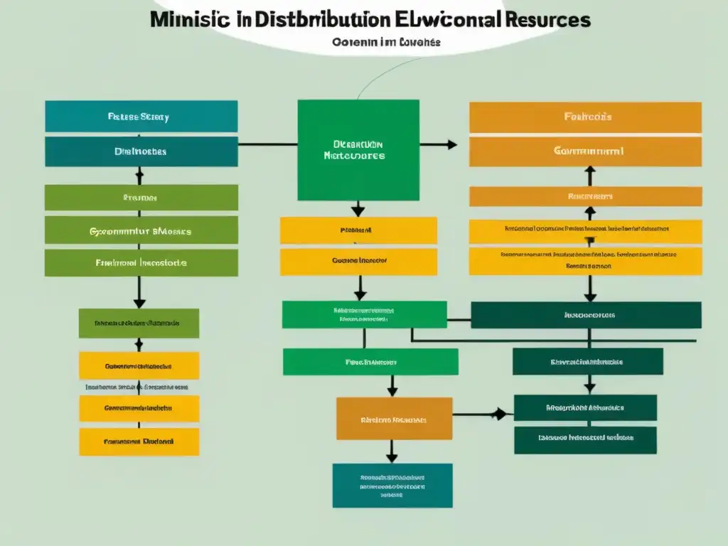 Diagrama detallado de factores para distribución recursos financiamiento educativo en Uruguay, elegante y minimalista