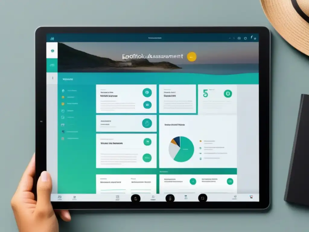 Transformación digital en la evaluación educativa uruguaya: interfaz elegante de eportfolios en tablet moderno