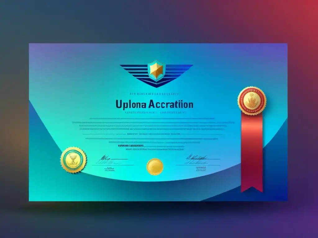 Diploma digital con hologramas y sello de acreditación, reflejando la normativa de certificación de estudios en Uruguay