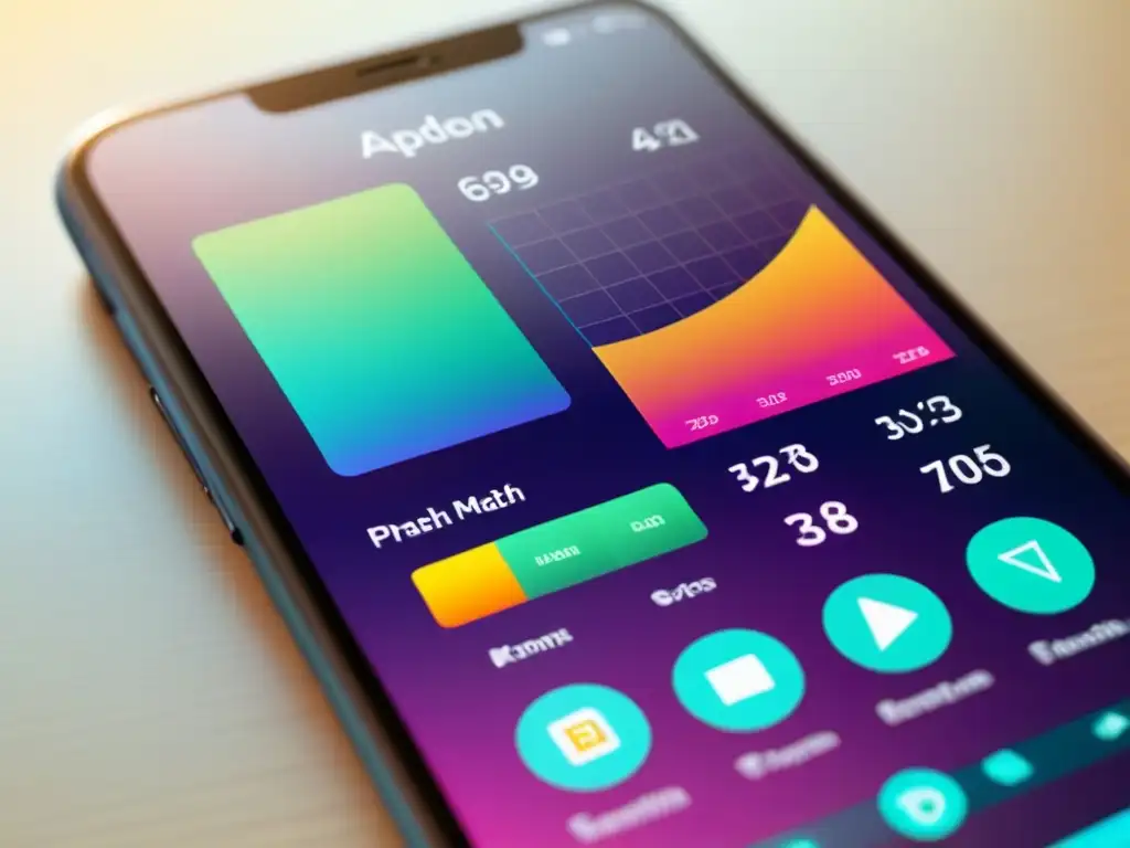 Un diseño moderno de app educativa de matemáticas digitales en Uruguay con colores vibrantes y gráficos interactivos