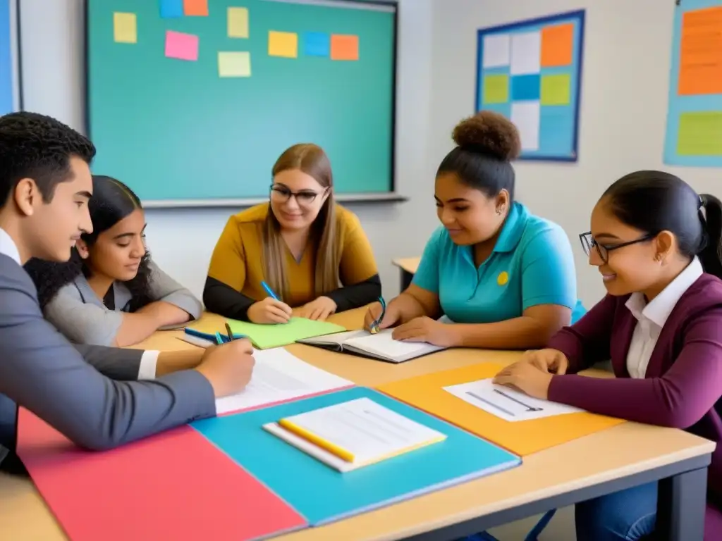 Diversidad y colaboración en aula moderna enfocada en enfoque holístico educación Uruguay