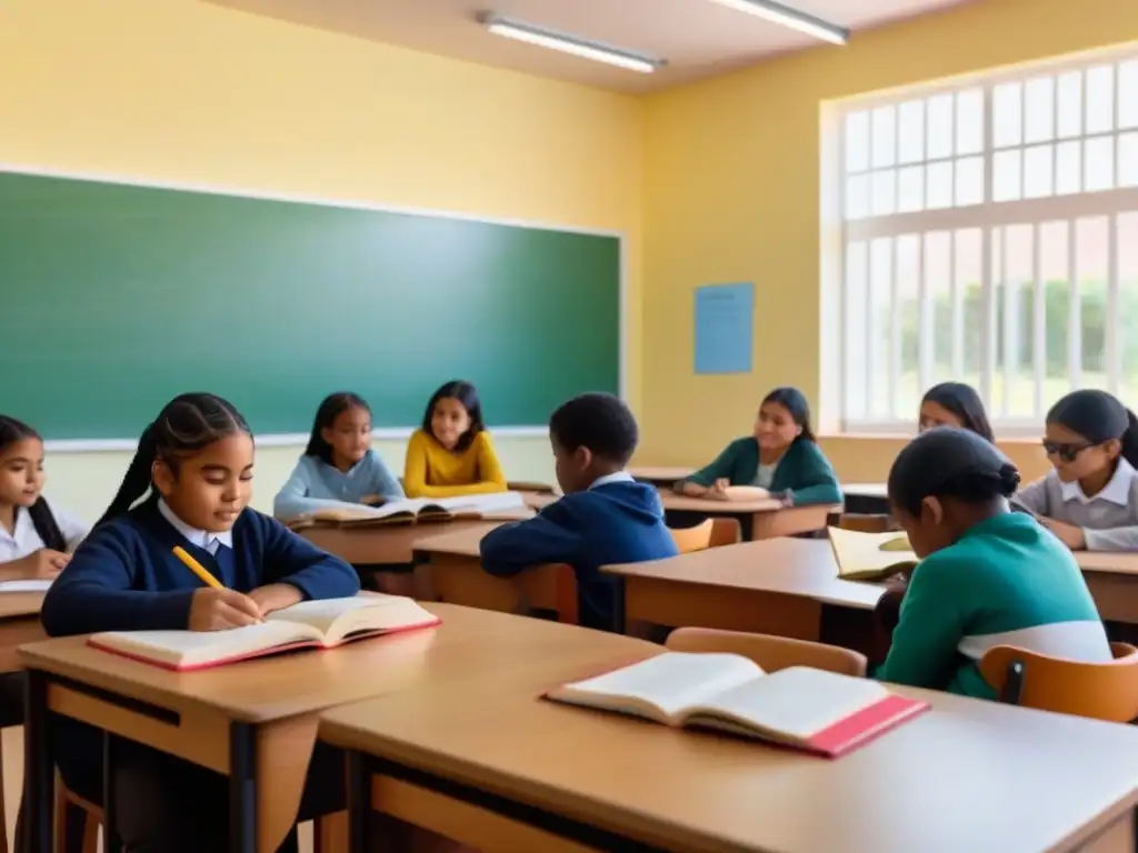 Diversidad y colaboración en aula moderna de Uruguay