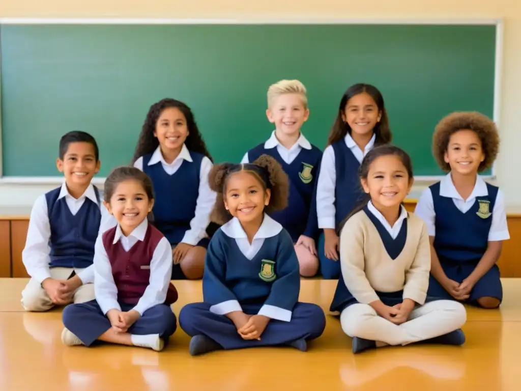 Diversidad cultural en educación Uruguay: Niños diversos colaborando felices en aula