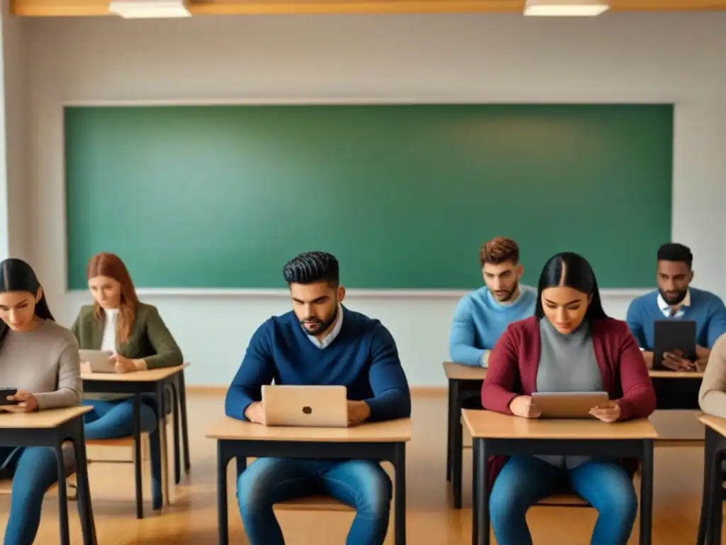 Diversidad de estudiantes en Uruguay usando dispositivos digitales en un aula