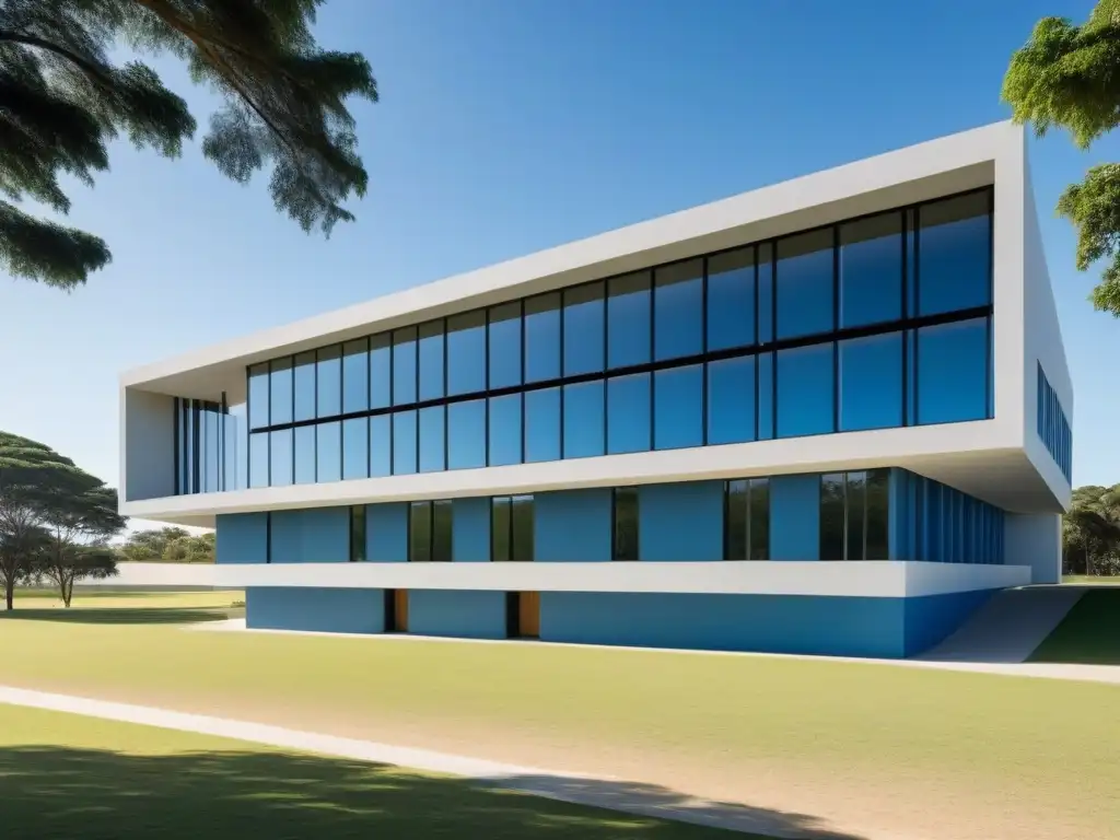 Edificio moderno de educación técnica vocacional en Uruguay, símbolo de progreso e innovación en la economía del país