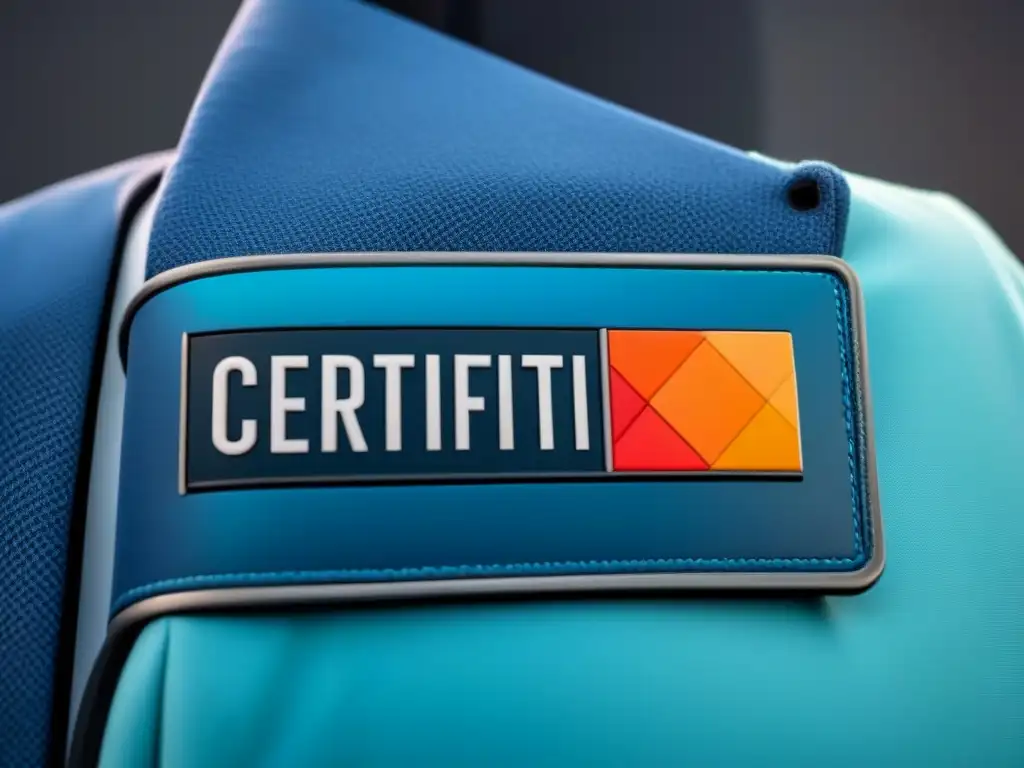 Emblema de certificación creativa: diseño minimalista y detallado Un elegante distintivo de certificación para profesionales de la industria creativa en Uruguay, con patrones geométricos y colores vibrantes