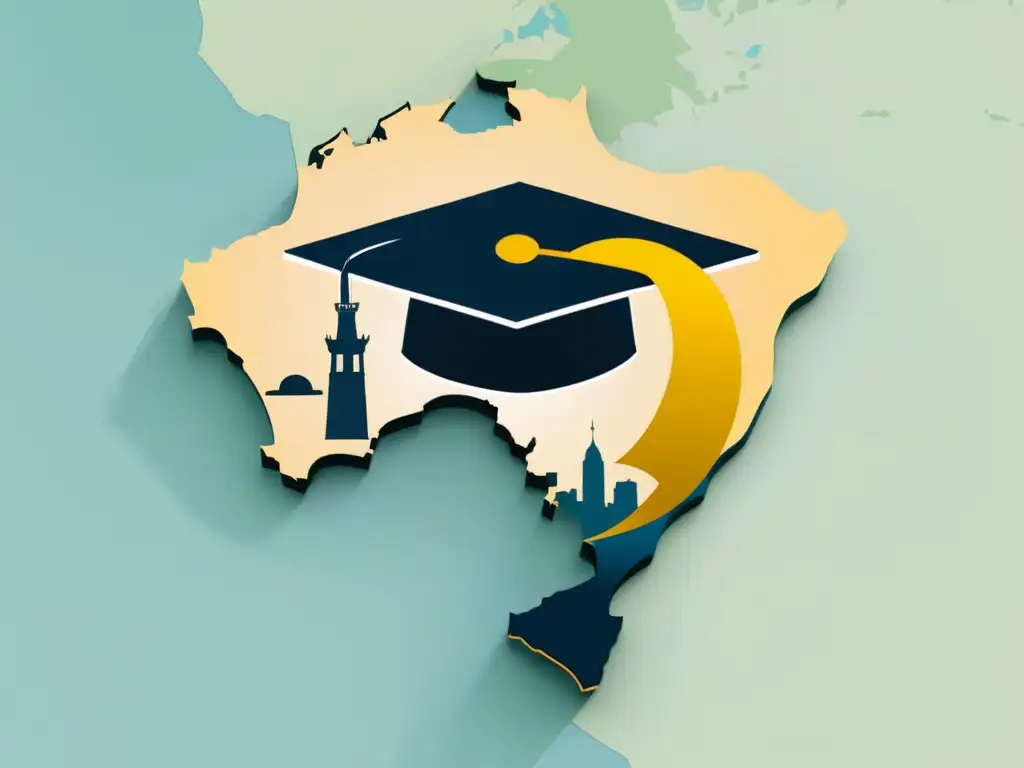 Un elegante gorro de graduación sobre un mapa de Uruguay, simbolizando programas de certificación profesional en el país