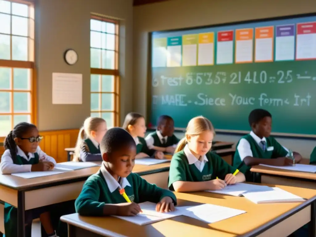 Emocionante aula rural con estudiantes explorando ciencias y matemáticas en un entorno inspirador