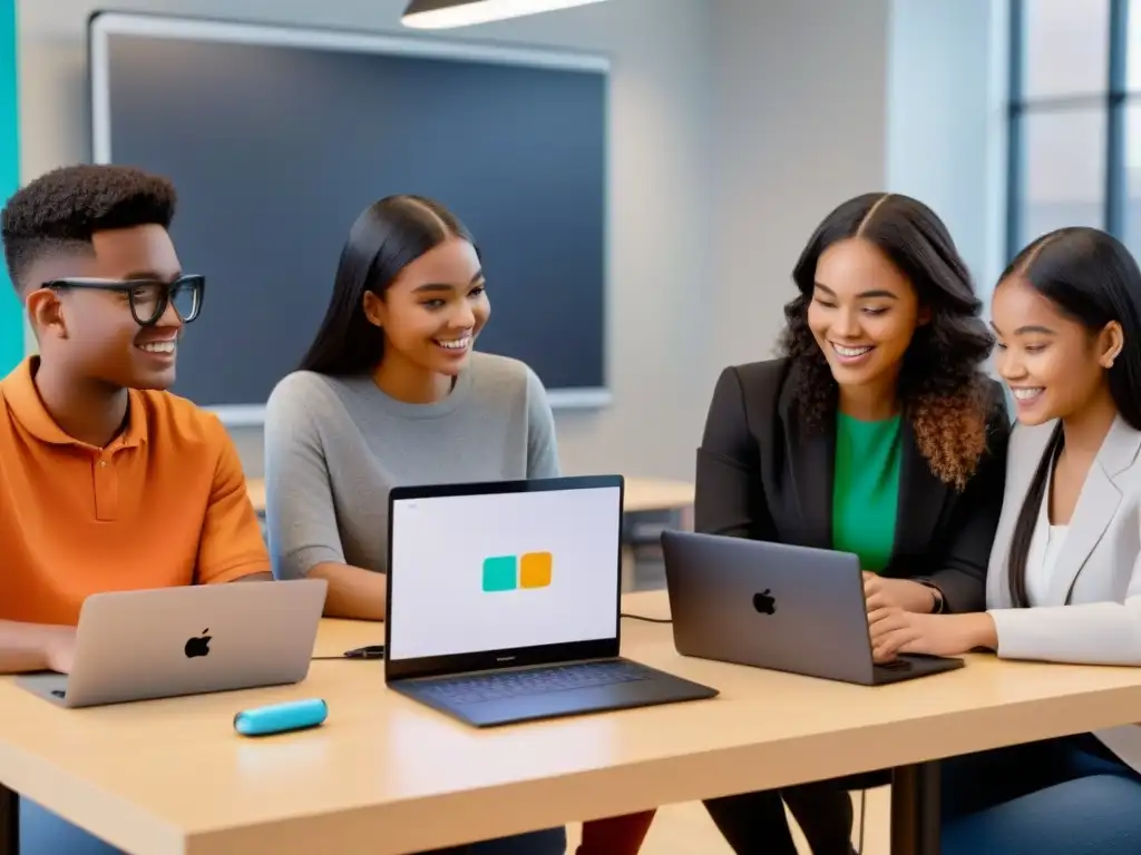 Emocionante capacitación en programación y robótica con estudiantes diversos colaborando en aulas modernas