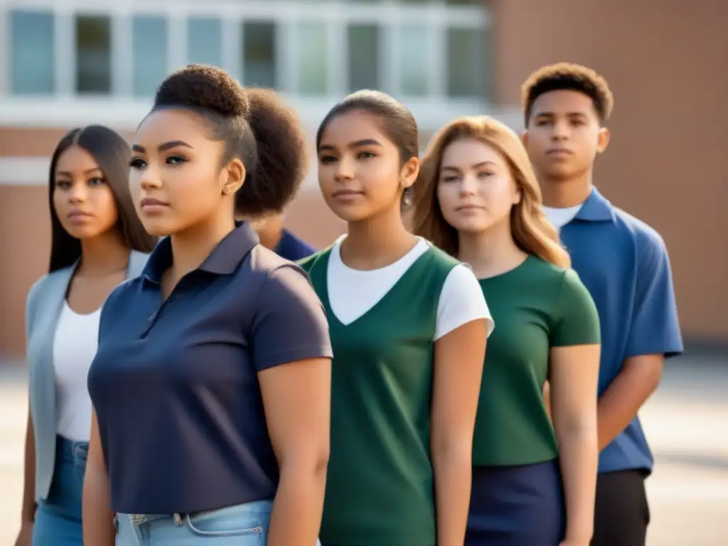 Un emotivo retrato de estudiantes diversos unidos contra el bullying en una escuela