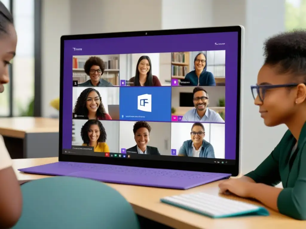 Una escena educativa moderna y colaborativa en Microsoft Teams educación Uruguay