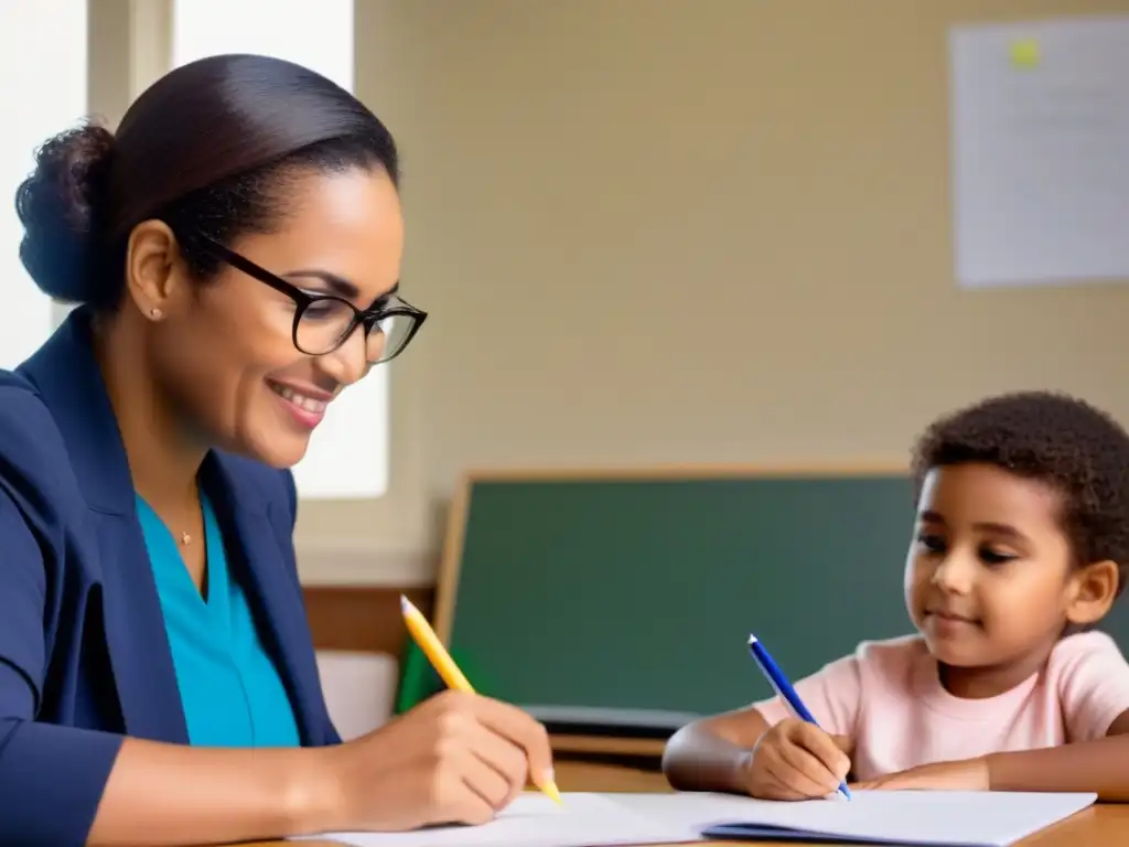 Una escena serena de colaboración entre padres y maestros en la importancia del papel de los padres en la resiliencia estudiantil