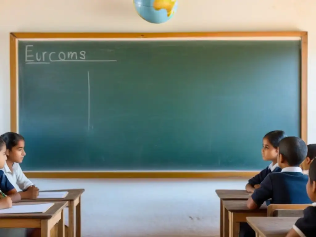 Una escena serena de educación rural en Uruguay, destacando la diversidad y la identidad nacional